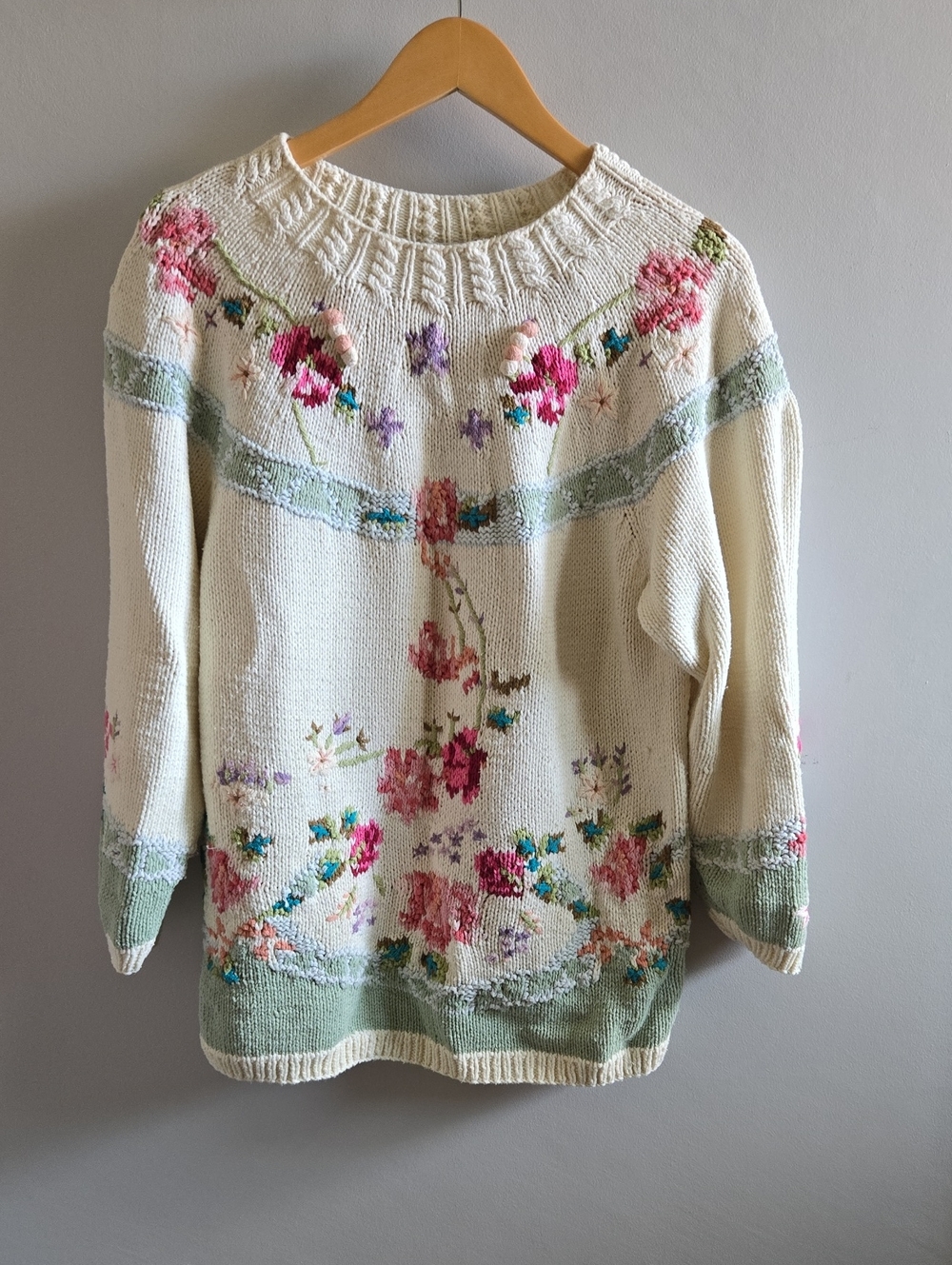 Vintage Kettle Creek Clothing Company Cotton Floral Sweater Size Medium